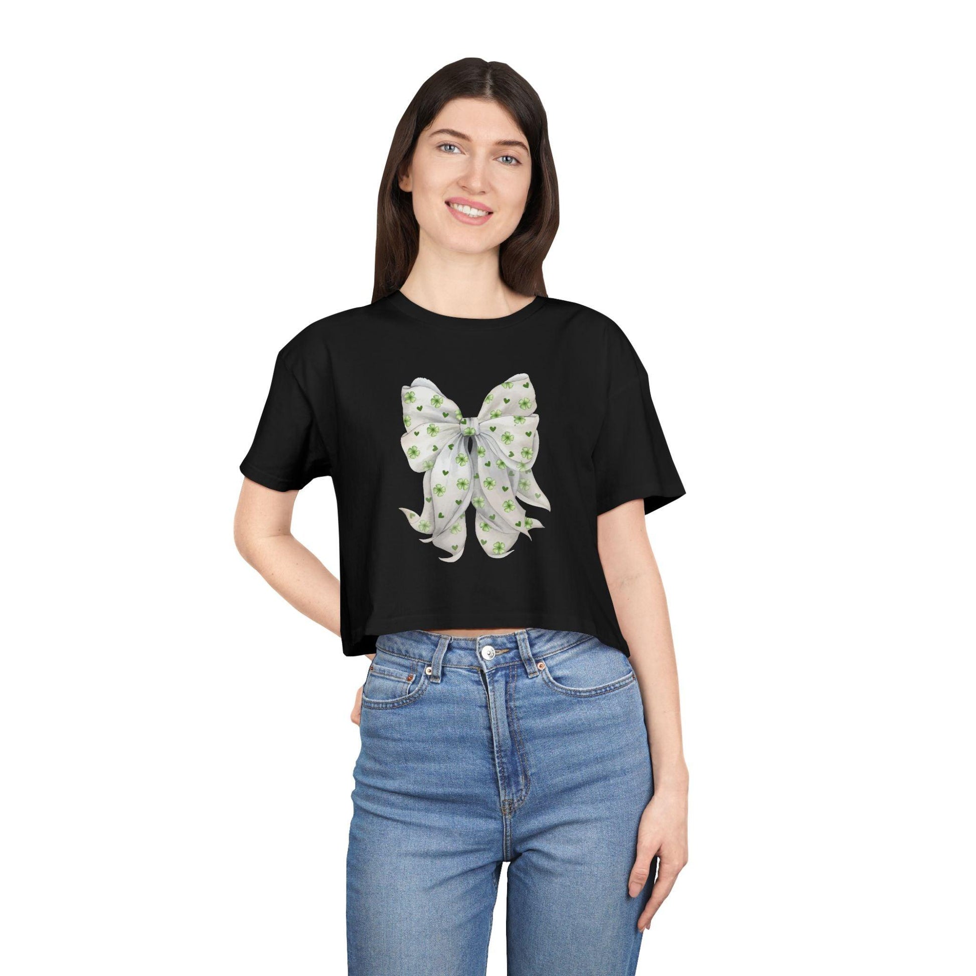 Shamrock Hearts Women's Cropped Tee - Spread the Luck and Love! - Whippie's