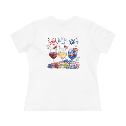 Red White Blue Wine Patriotic Wine Shirt | Women’s Tee