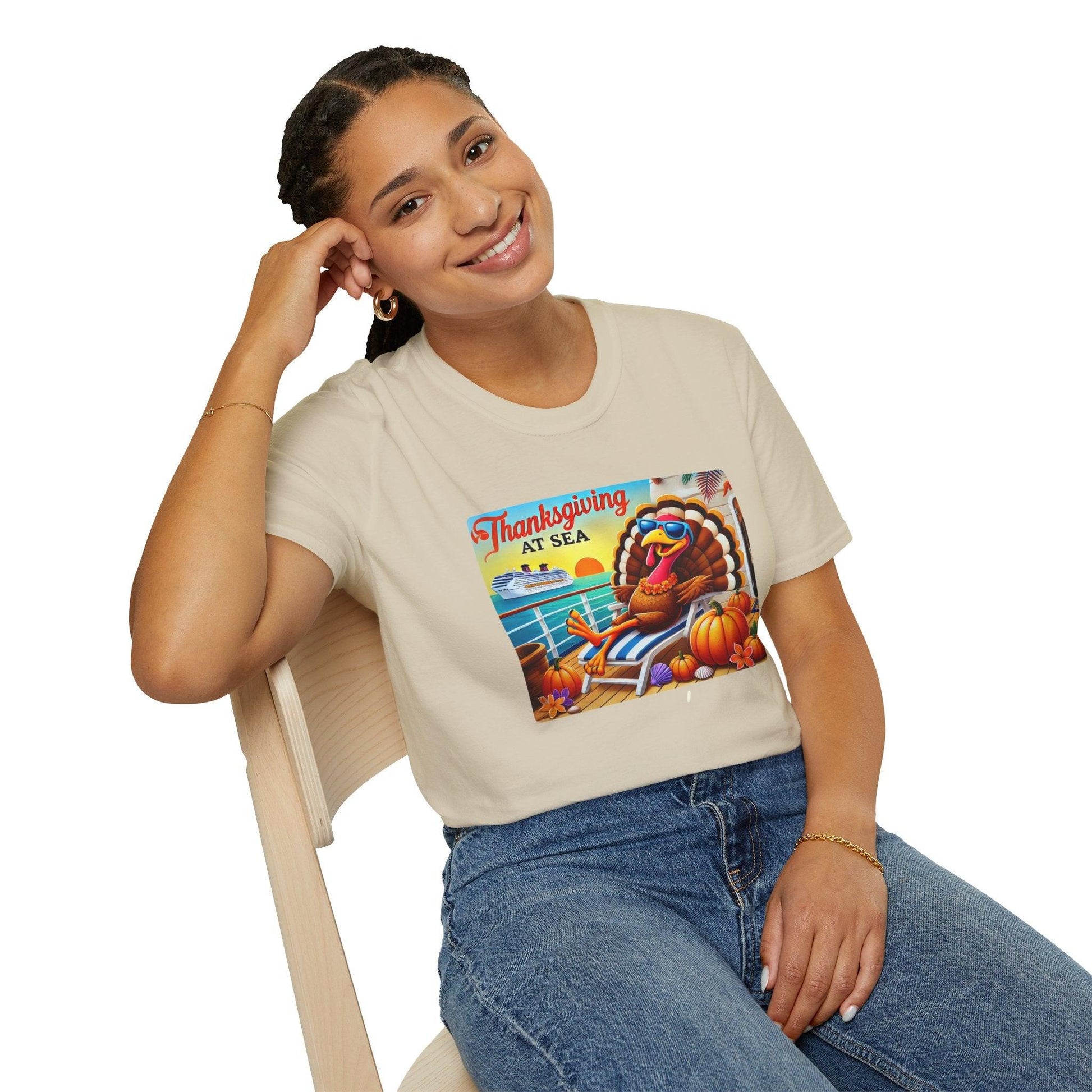 Turkey on Vacation - Gobble 'til You Wobble on the Open Seas! 🦃🚢 Unisex T-Shirt 🍂 - Whippie's