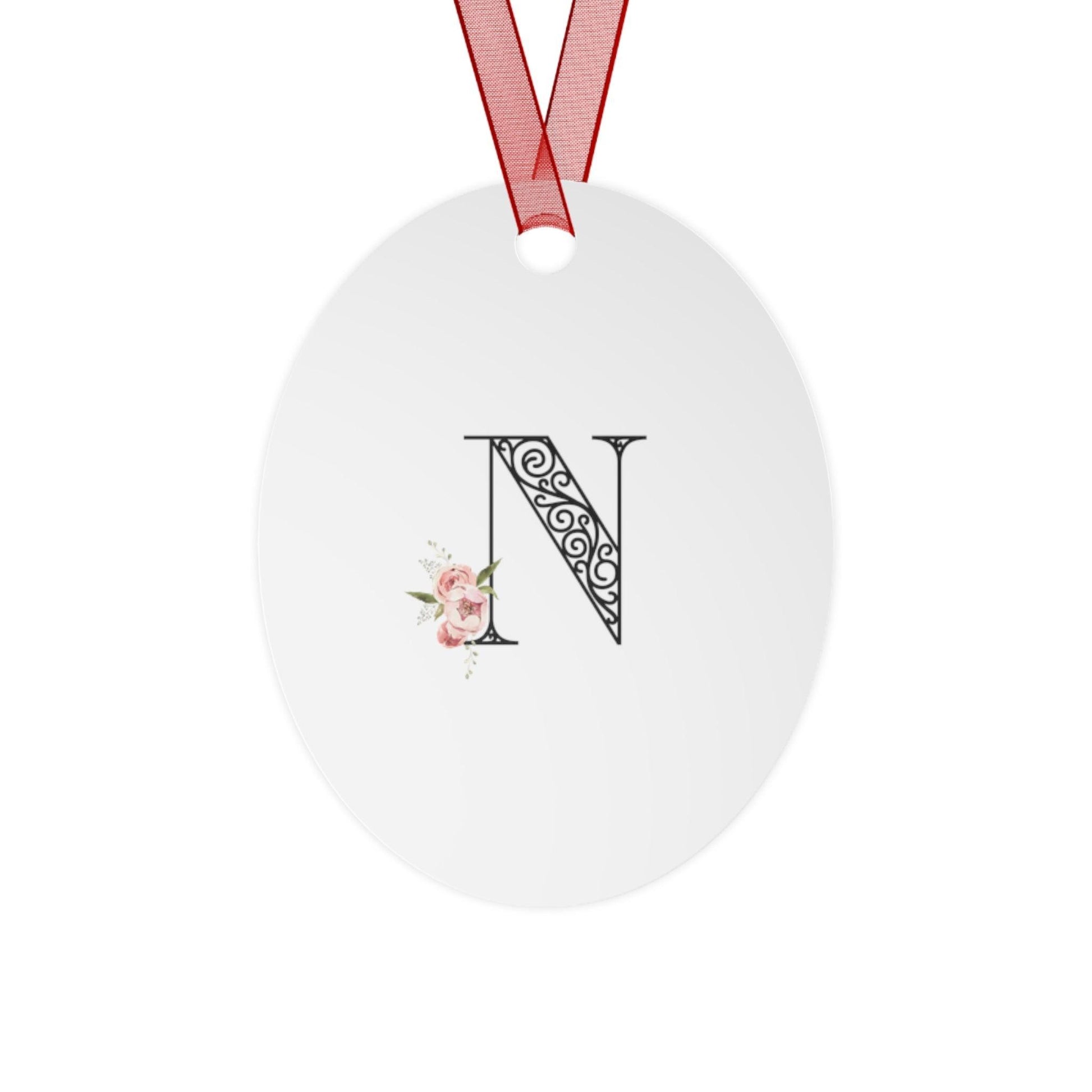 Floral Letters: Letter N - Metal Christmas Ornament - Whippie's