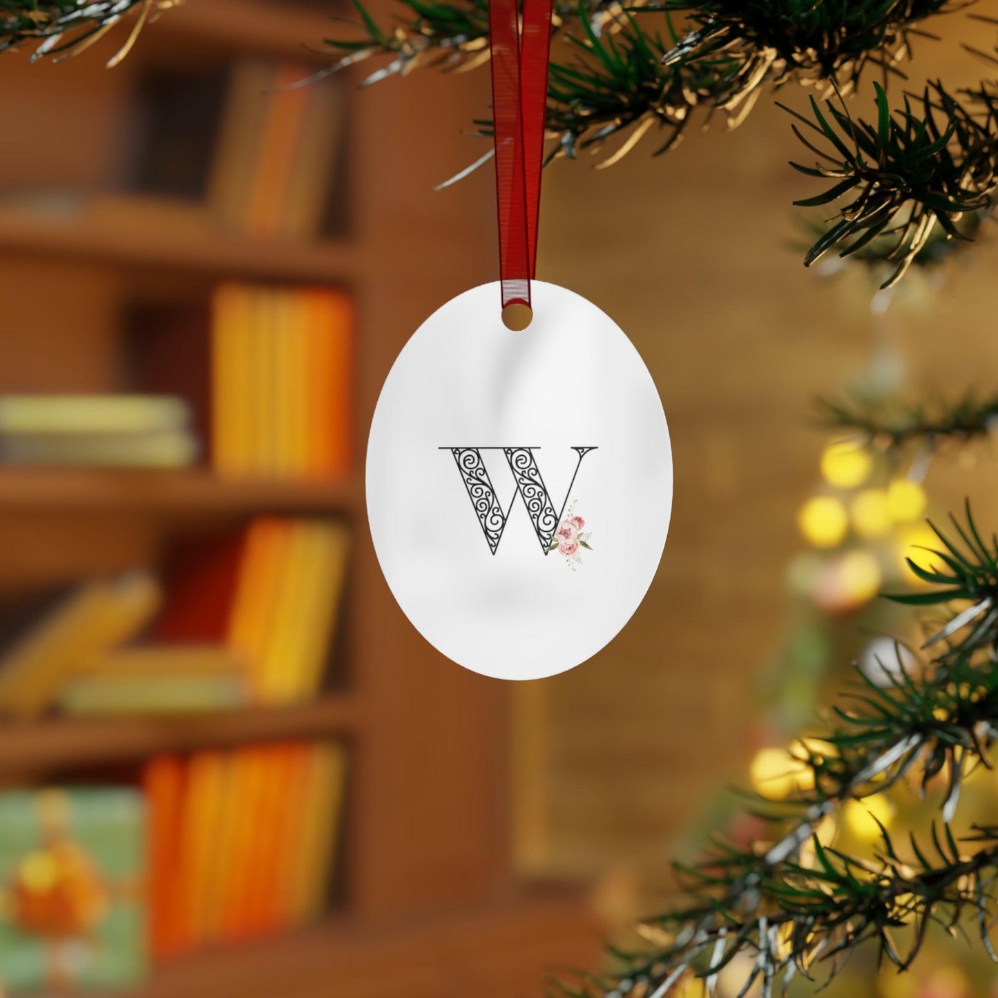 Floral Letters: Letter W - Metal Christmas Ornament - Whippie's