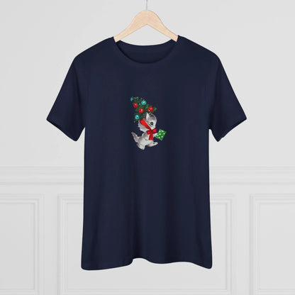 Retro Kittie with Tinsel Christmas Tree Hat - Women's Tee - Whippie's