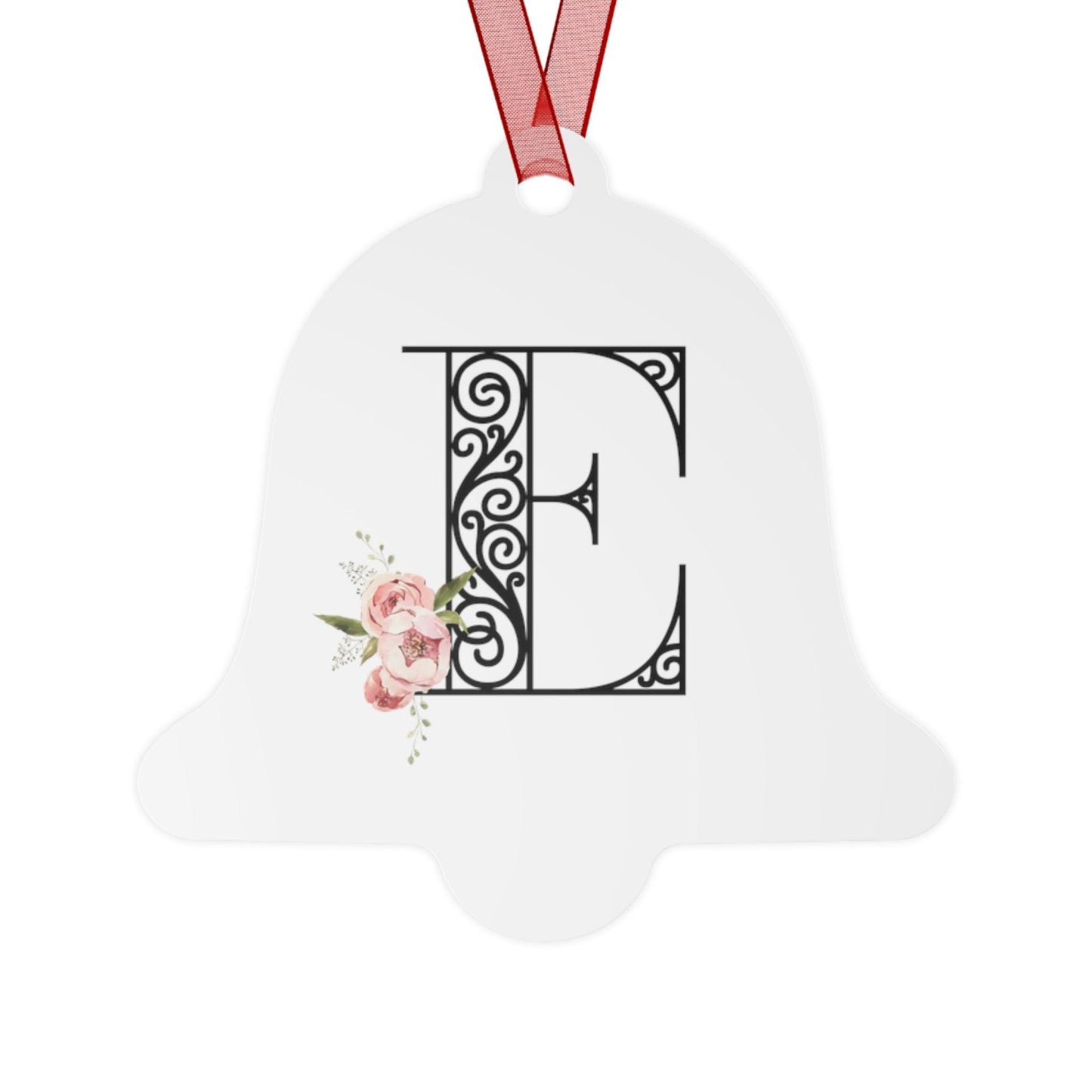 Floral Letters: Letter E - Metal Christmas Ornament - Whippie's