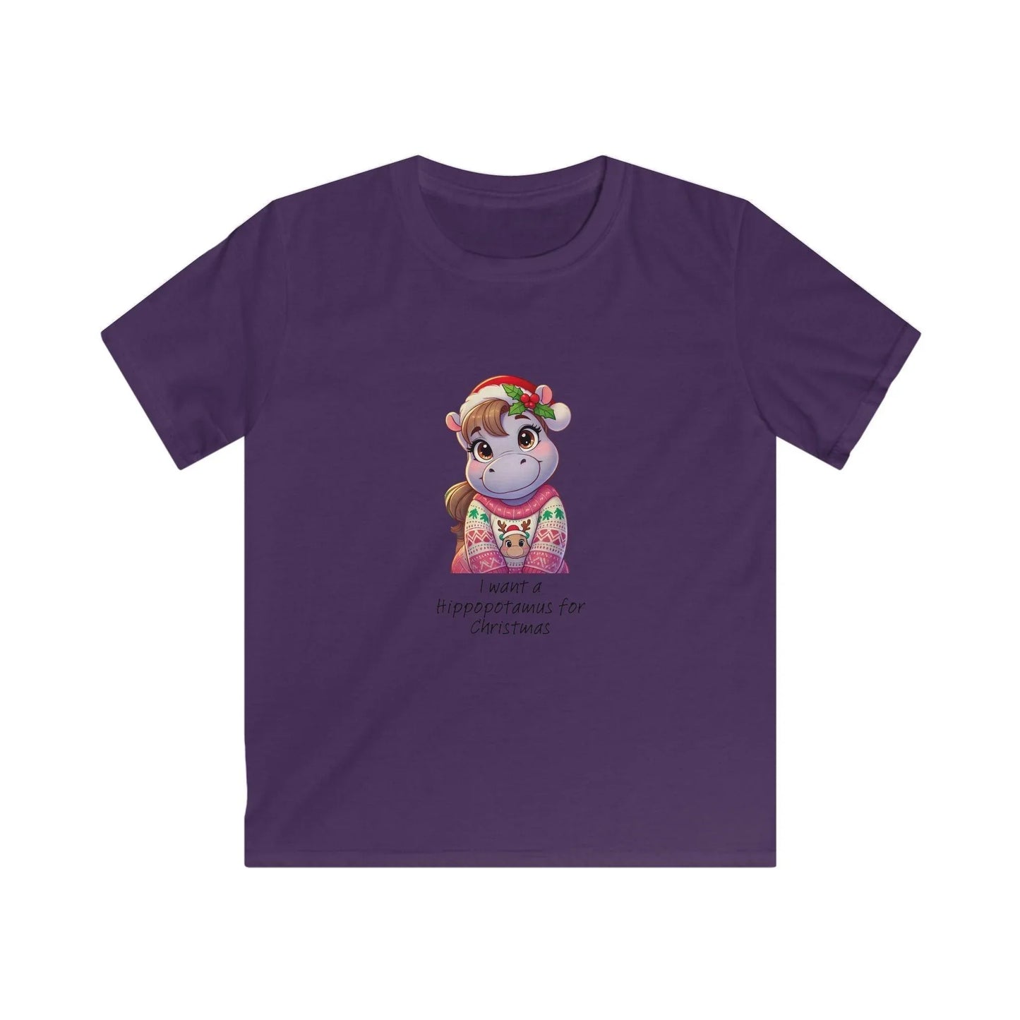 I Want a Hippopotamus for Christmas 🦛🎄 Girl Hippo - Kids' Tee! 🎁✨ - Whippie's