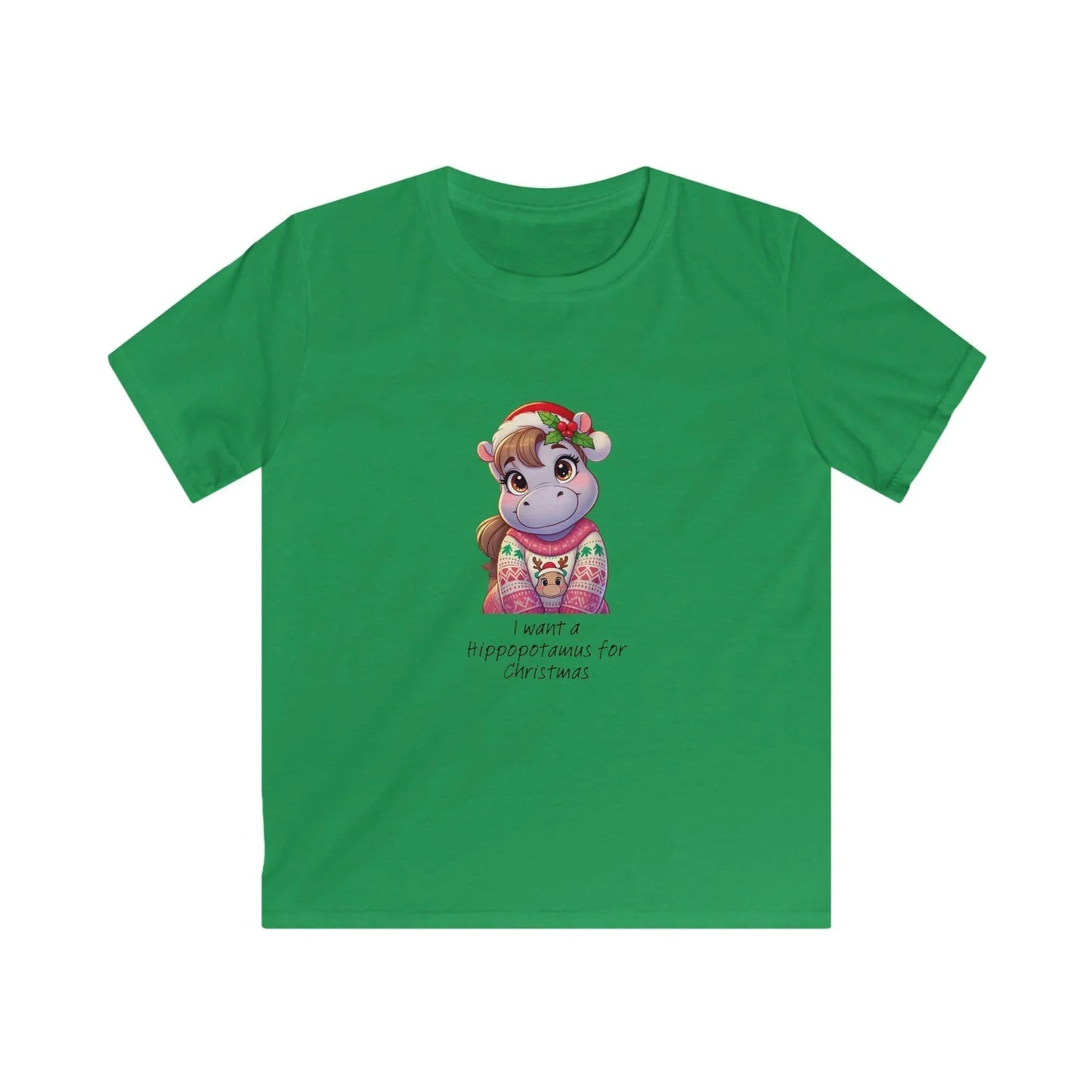 I Want a Hippopotamus for Christmas 🦛🎄 Girl Hippo - Kids' Tee! 🎁✨ - Whippie's