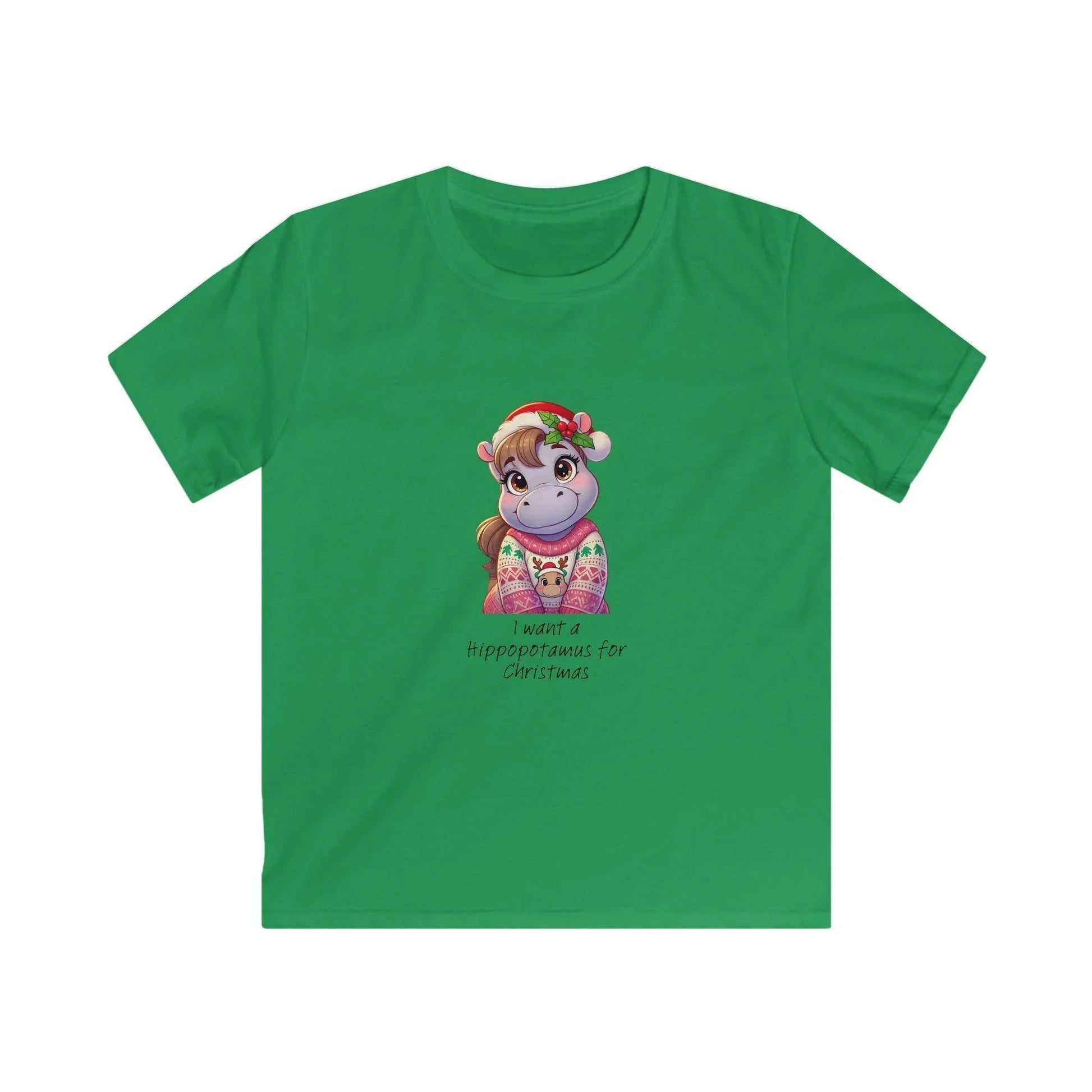 I Want a Hippopotamus for Christmas 🦛🎄 Girl Hippo - Kids' Tee! 🎁✨ - Whippie's