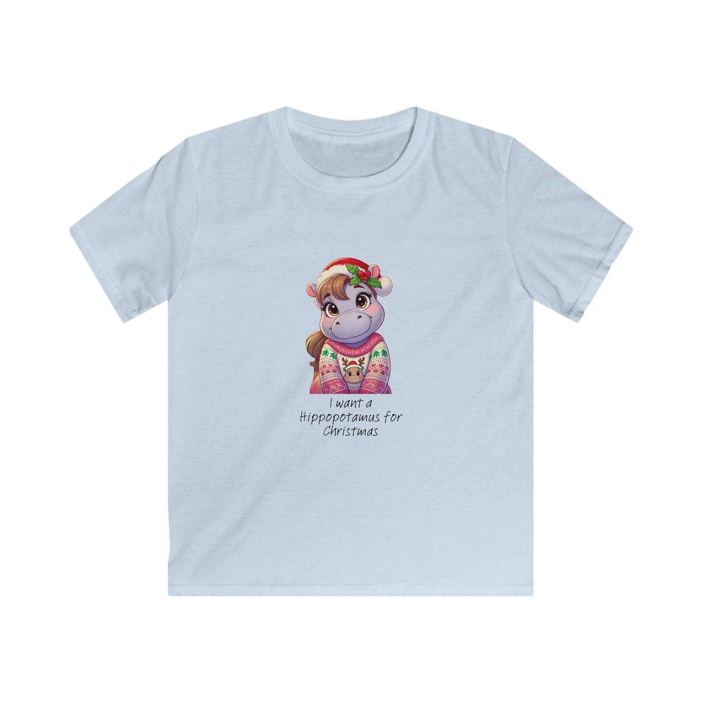 I Want a Hippopotamus for Christmas 🦛🎄 Girl Hippo - Kids' Tee! 🎁✨ - Whippie's