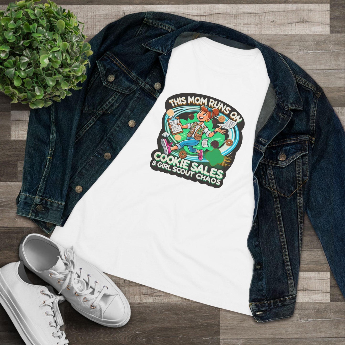 This Mom Runs on Cookies and Girl Scout Chaos - Women's Tee Embrace the Girl Scout Hustle! - Whippie's