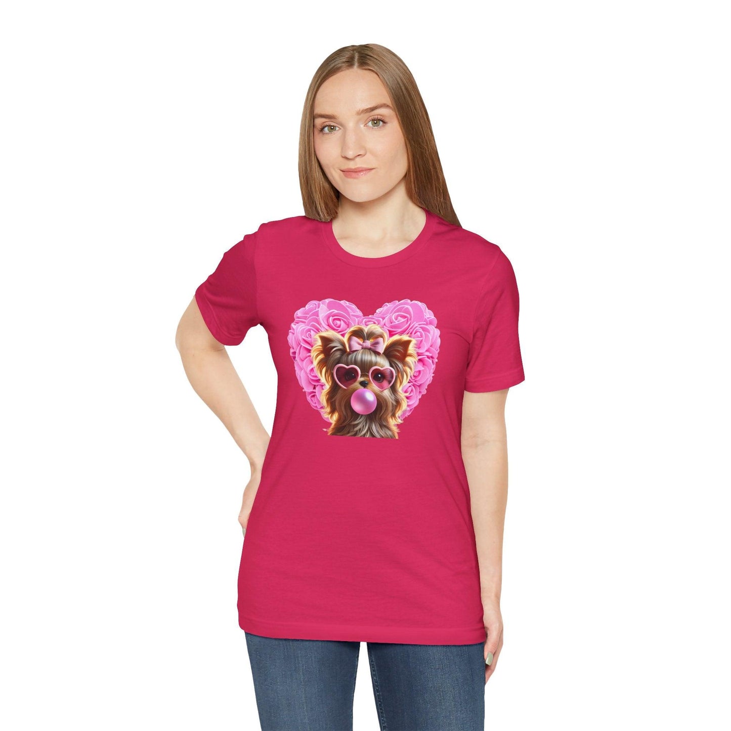 Yorkie Love Unisex Jersey Tee - 💖 Cuteness Overload! 💖 - Whippie's