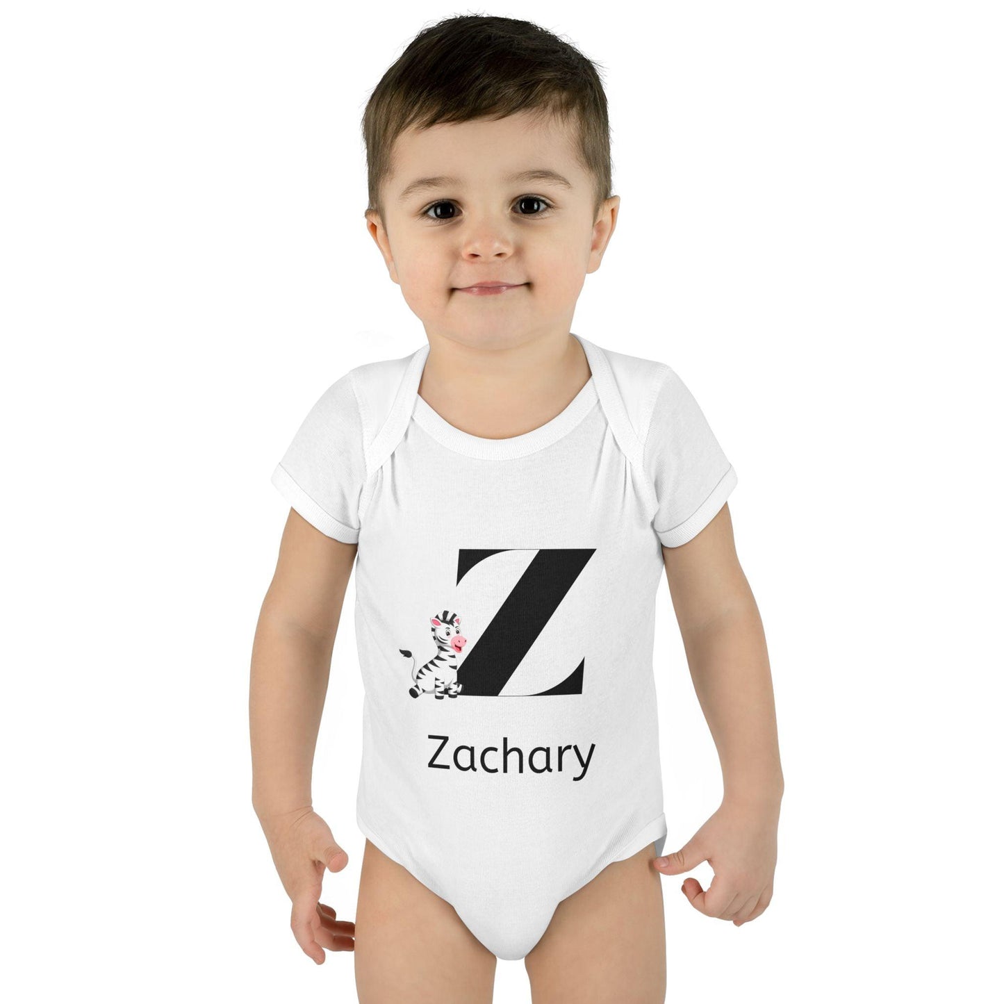 Alphabet Adventures: Letter Z - Zany Zebra Baby Onesie - Personalizable - Whippie's