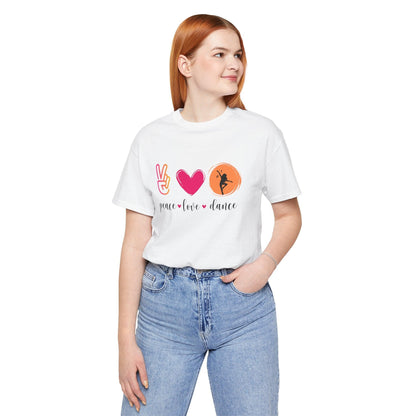 Peace, Love & Dance Unisex Jersey Tee - ✌️❤️💃 Express Yourself Through Movement! 💃❤️✌️ - Whippie's