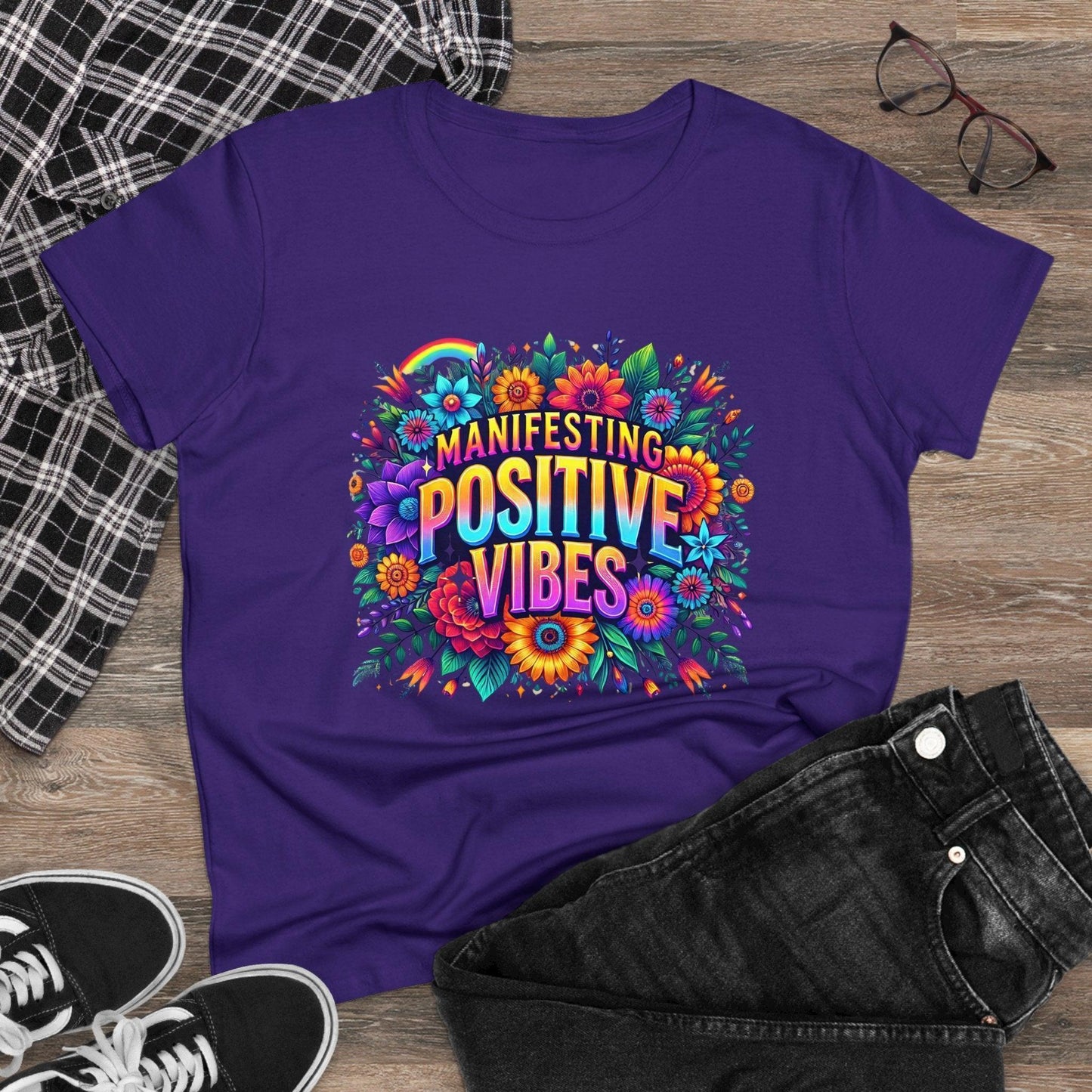 ✨ Manifesting Positive Vibes 🌈 Women's Tee 🌼 - Whippie's