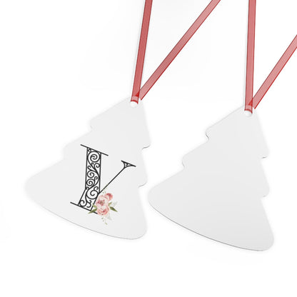 Floral Letters: Letter Y - Metal Christmas Ornament - Whippie's