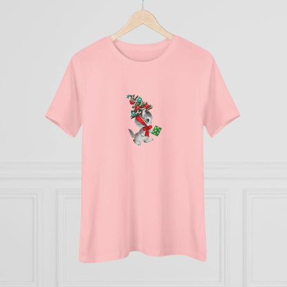 Retro Kittie with Tinsel Christmas Tree Hat - Women's Tee - Whippie's