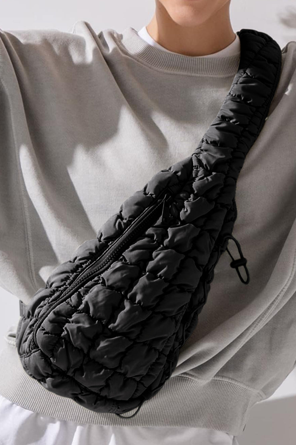 Marshmallow Quilted Sling Bag | Drawstring Crossbody Bag