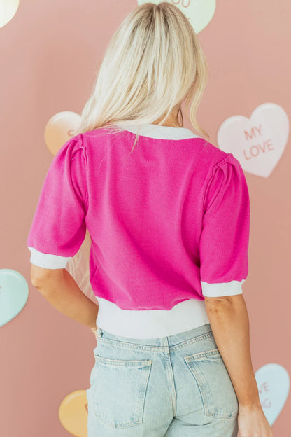 XOXO Sweater – Bright Pink Embroidered Valentine’s Sweater