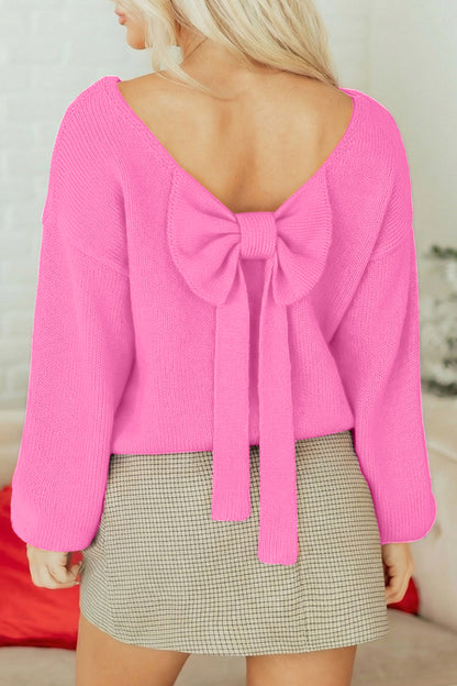 Festive Bow Sweater | Backless Bubble Sleeve