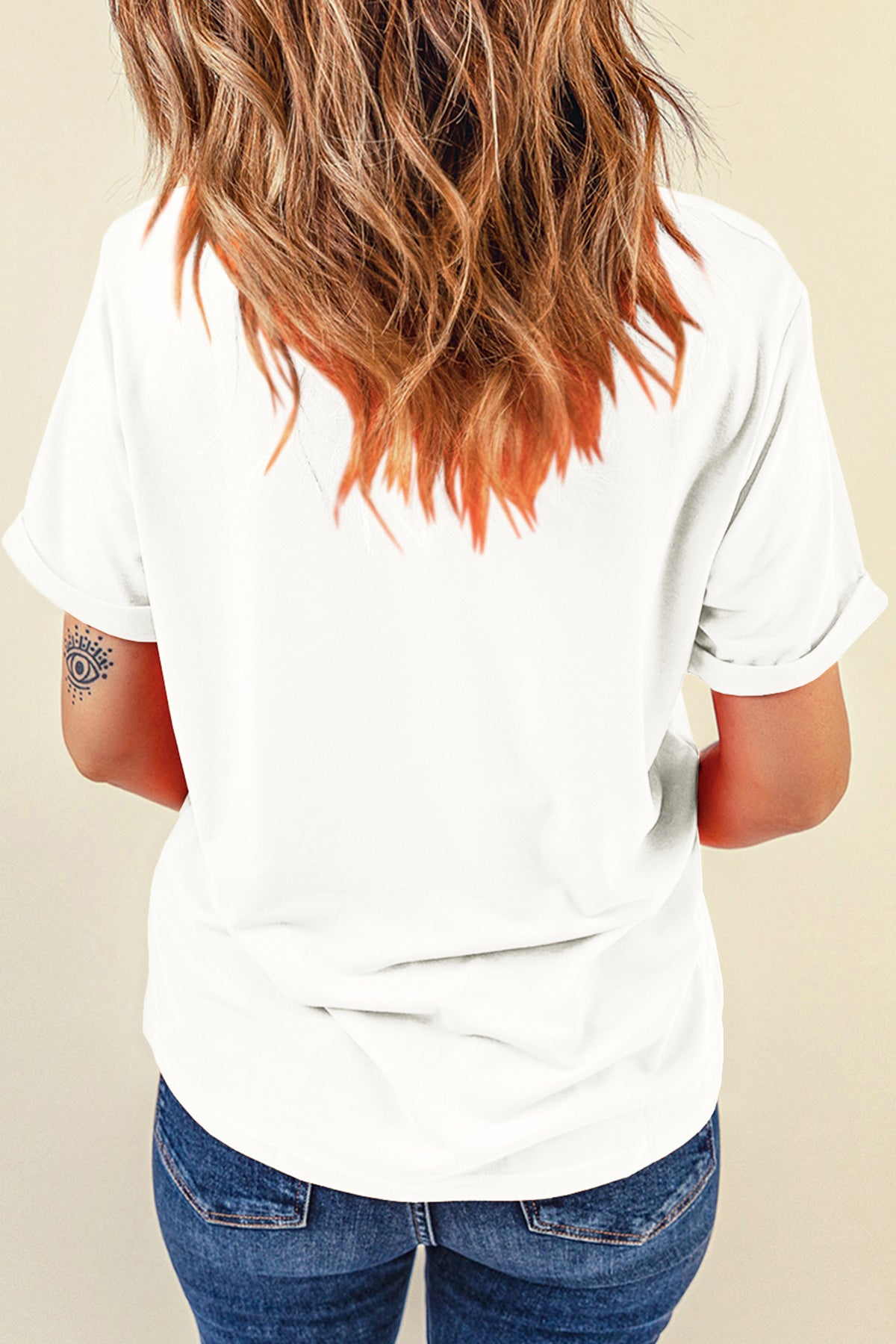 White Love July 4th Firework Bow Embroidered T-Shirt