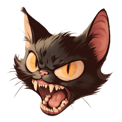 Vintage Boo-tique - Hissing Black Cat- V-neck T-shirt - Whippie's