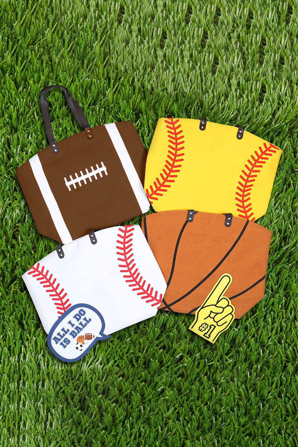 Baseball Canvas Tote Bag | White Game Day Shoulder Bag