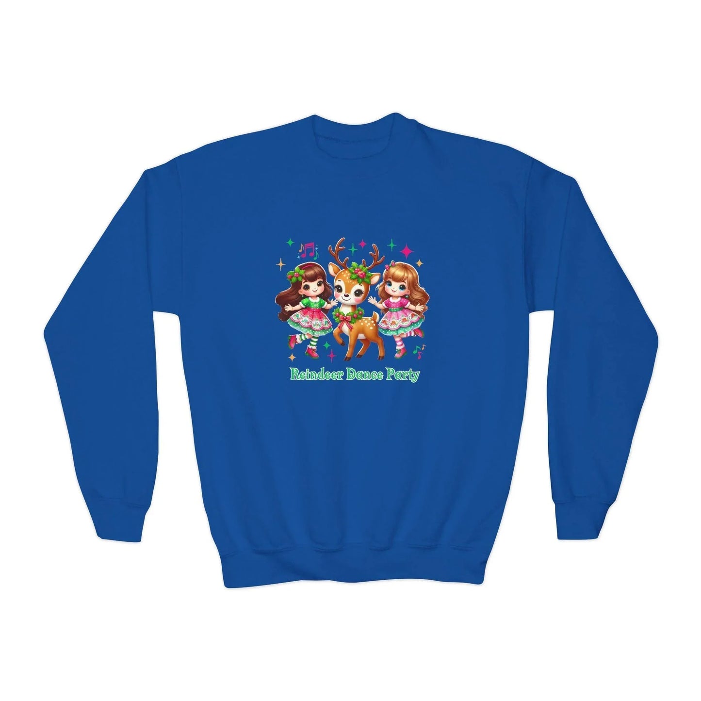 🦌 Reindeer Dance Party 👧 Youth Crewneck Sweatshirt 🎄 - Whippie's