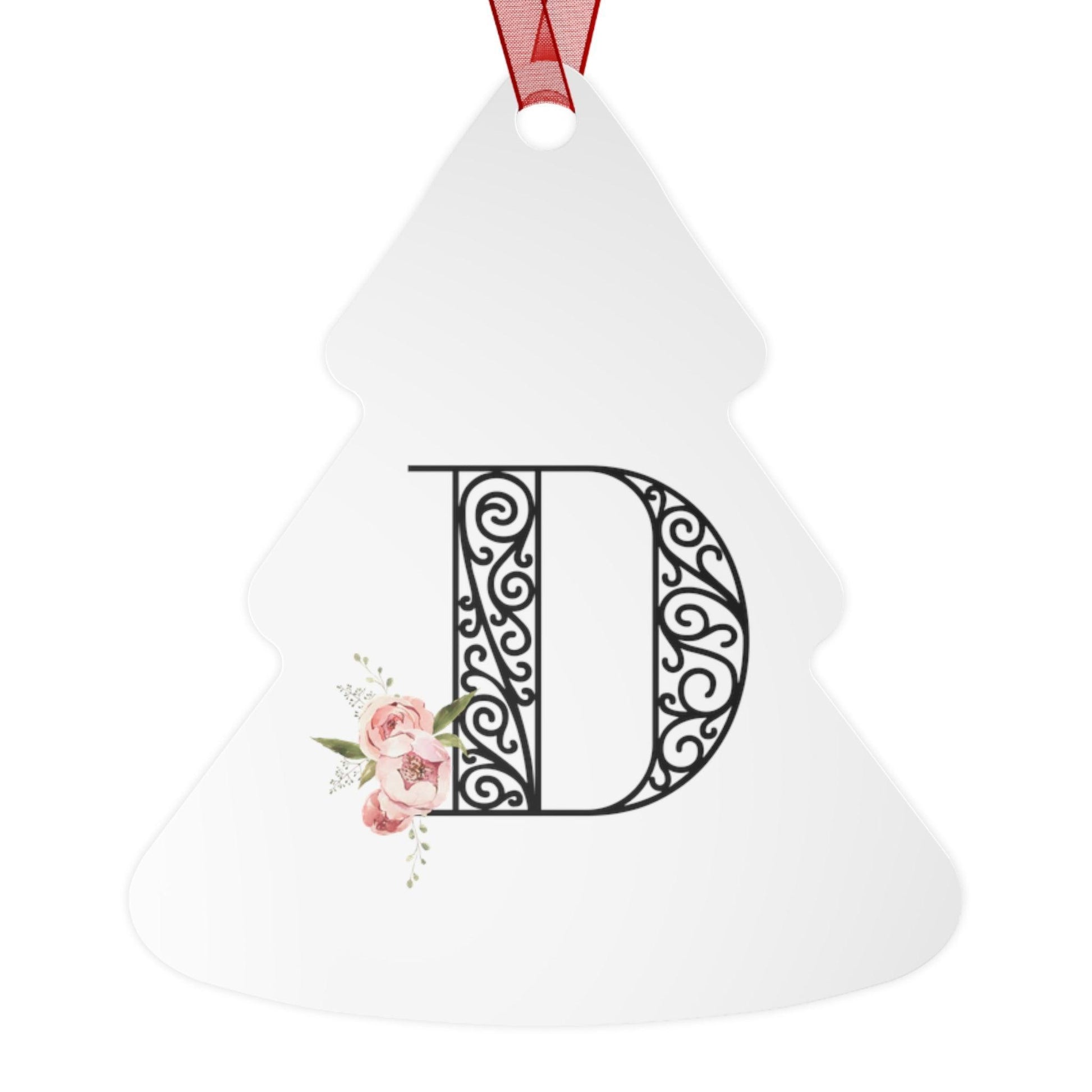 Floral Letters: Letter D - Metal Christmas Ornament - Whippie's