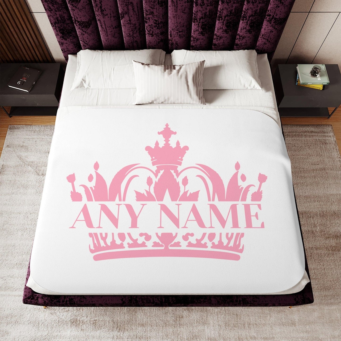 Crown Sherpa Blanket - 👑 Snuggle Up in Royal Comfort! 👑 Personalizable - Whippie's