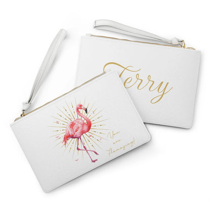 You Are Flamazing Flamingo Clutch Bag - Personalizable - Whippie's