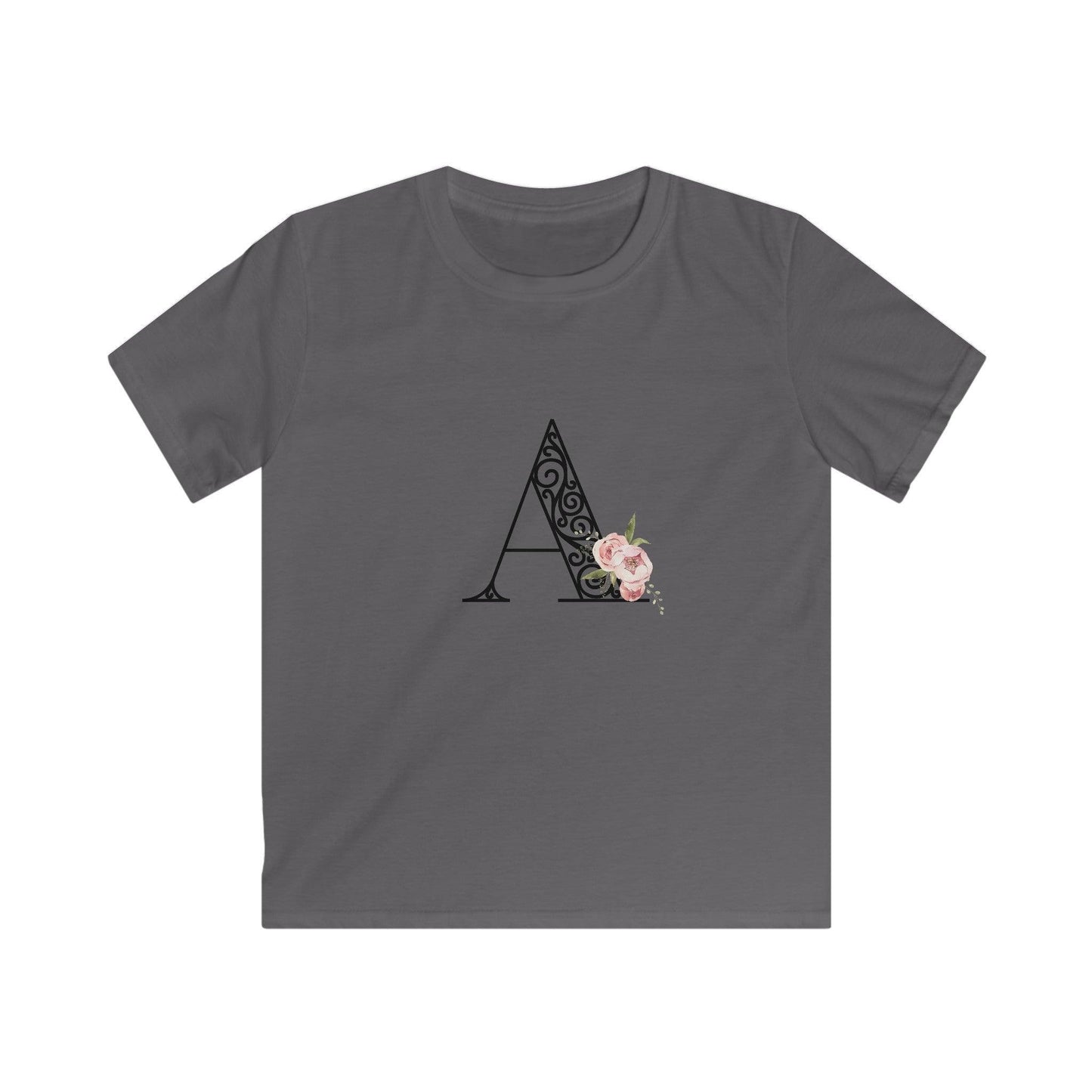 Floral Letters: Letter A - Kids Softstyle Tee - Whippie's