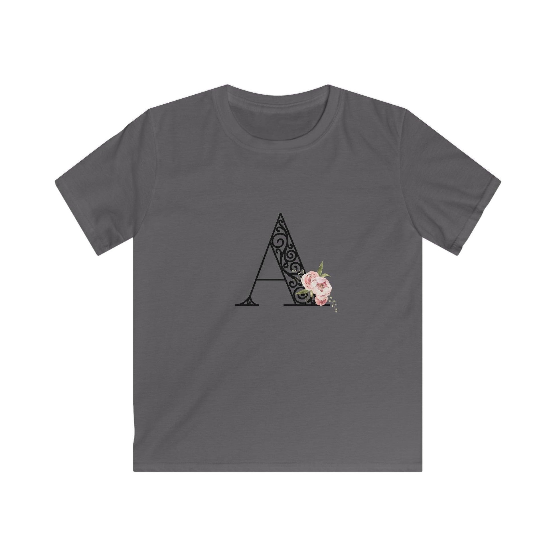 Floral Letters: Letter A - Kids Softstyle Tee - Whippie's