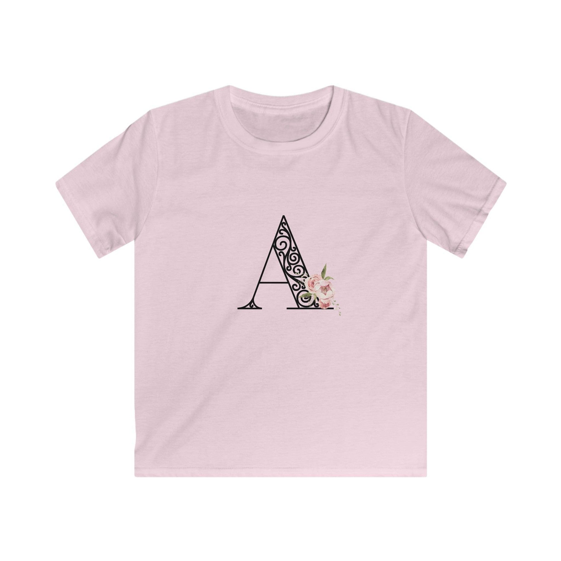 Floral Letters: Letter A - Kids Softstyle Tee - Whippie's