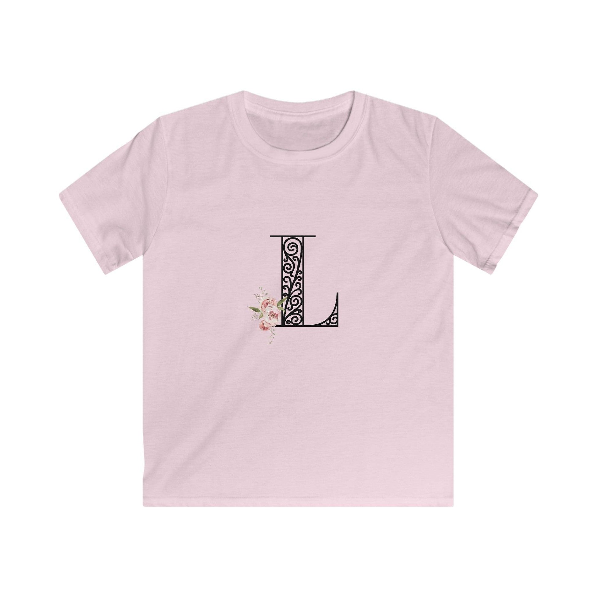 Floral Letters: Letter L - Kids Softstyle Tee - Whippie's