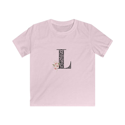 Floral Letters: Letter L - Kids Softstyle Tee - Whippie's
