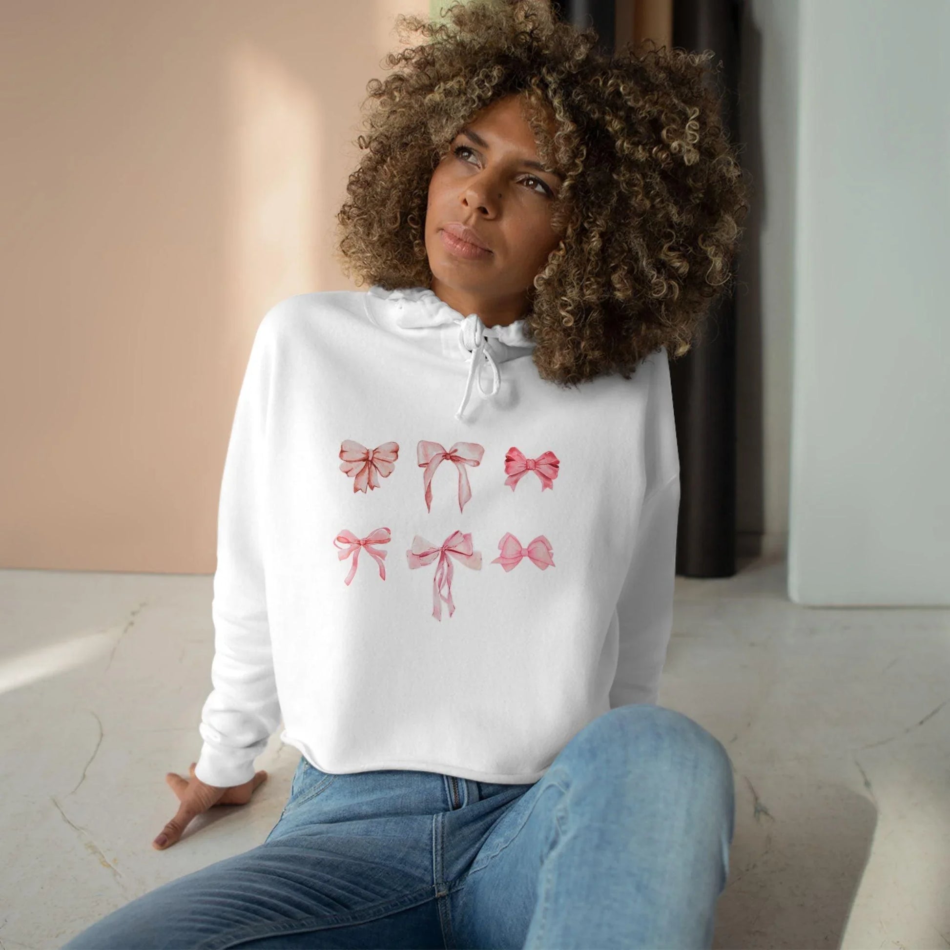 Pink Bow Power Cropped Hoodie - Bow-tiful and Cozy 🎀💖 - Whippie's