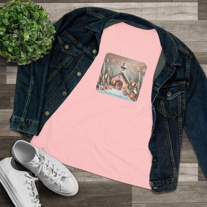 💖🏡 Pink Christmas Village - Oh Come, Let Us Adore Him ✨🎄 - Women's Softstyle Tee - Whippie's