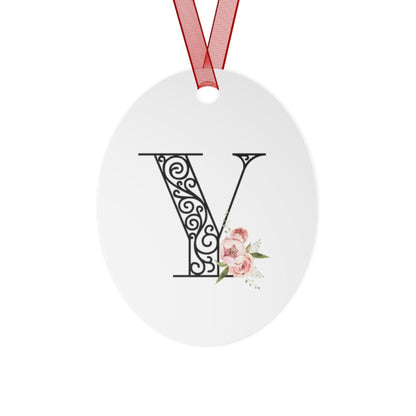 Floral Letters: Letter Y - Metal Christmas Ornament - Whippie's