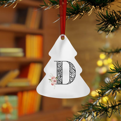 Floral Letters: Letter D - Metal Christmas Ornament - Whippie's