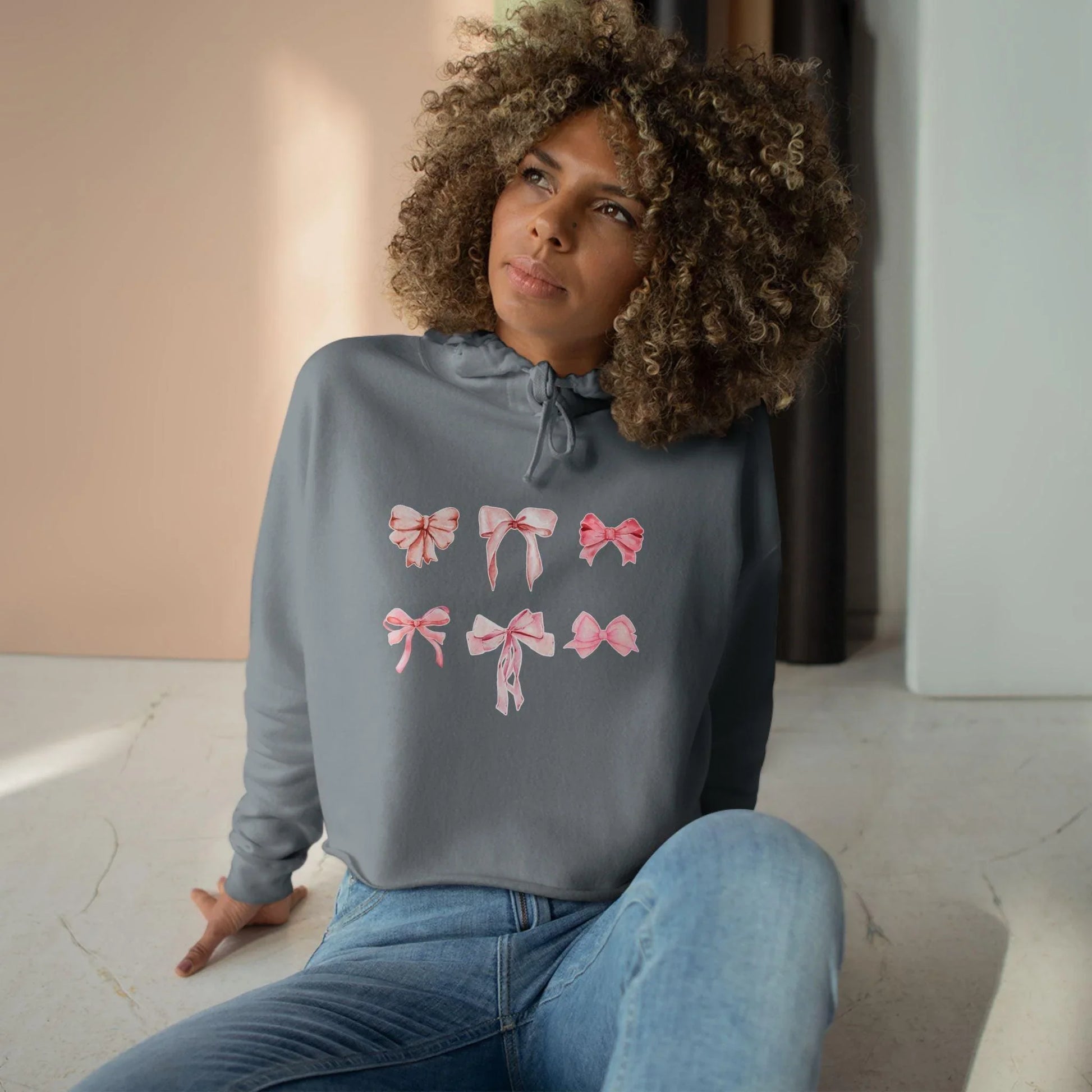 Pink Bow Power Cropped Hoodie - Bow-tiful and Cozy 🎀💖 - Whippie's