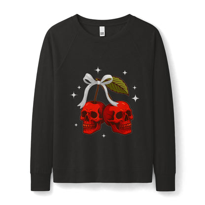 Halloween Skull Sweatshirt | Cherry Skull Women’s French Terry Crewneck