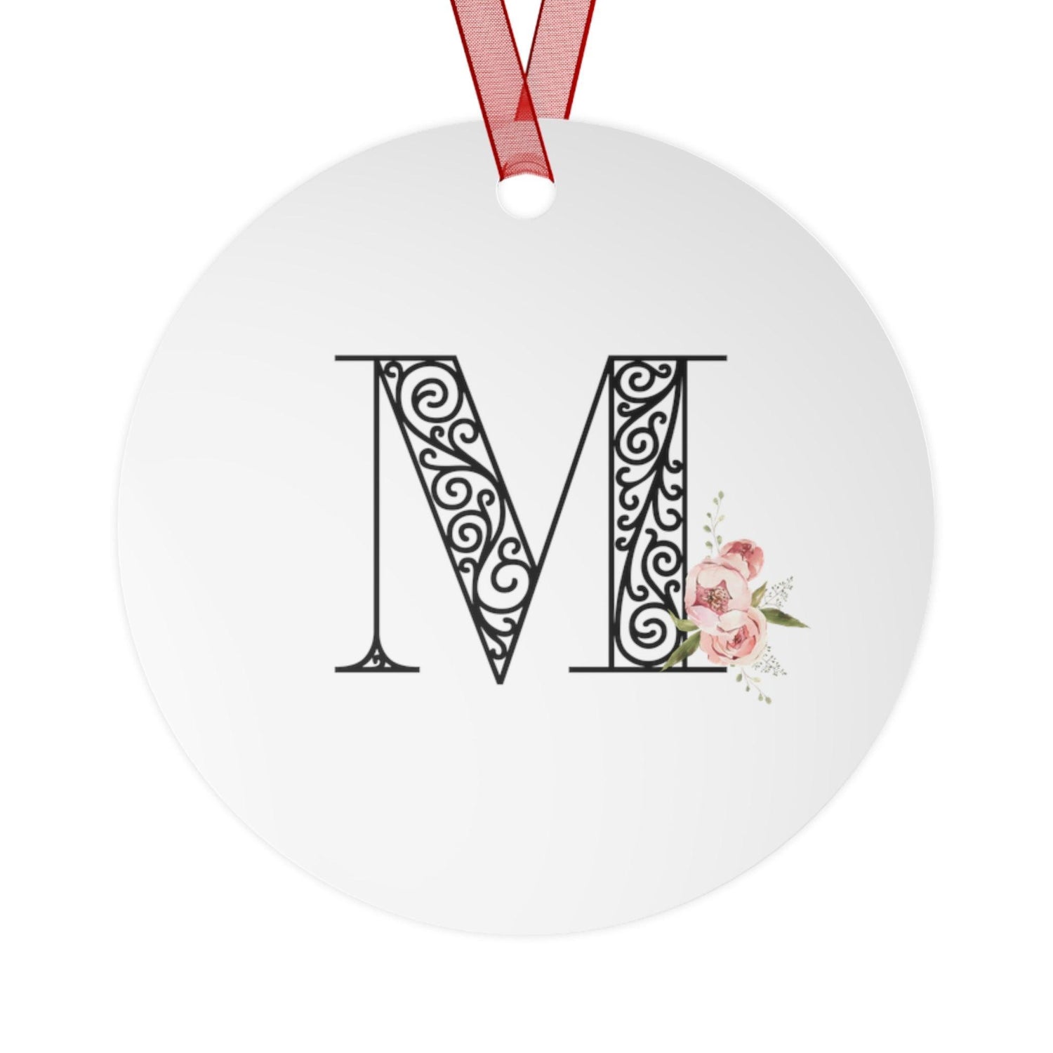 Floral Letters: Letter M - Metal Christmas Ornament - Whippie's