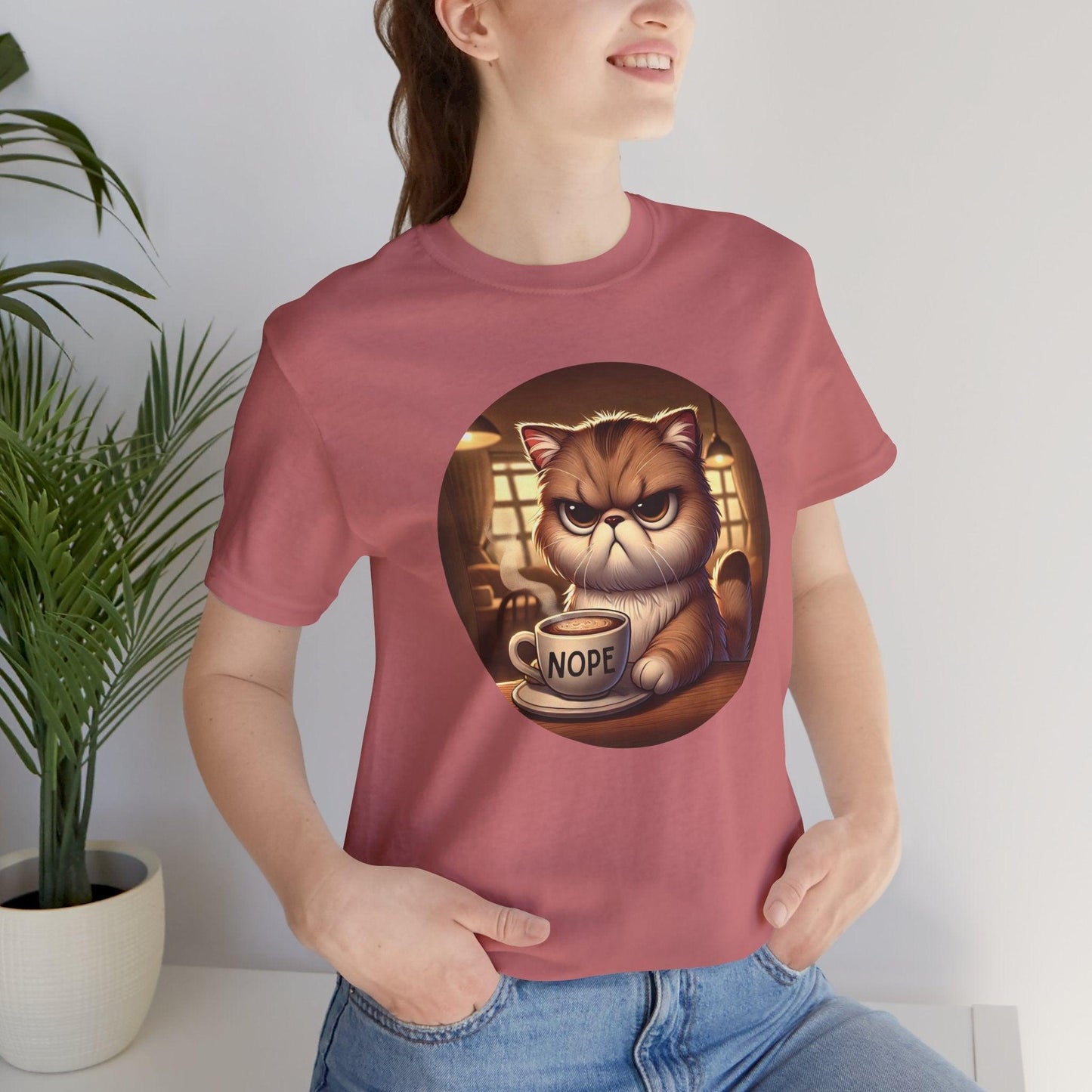 Grumpy Cat Cafe - Unisex Jersey Tee - 🐱☕ Nope, Not Today! ☕🐱 - Whippie's