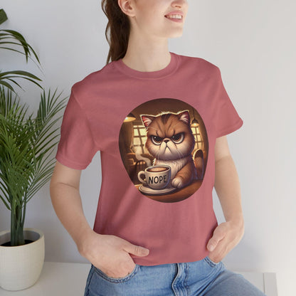 Grumpy Cat Cafe - Unisex Jersey Tee - 🐱☕ Nope, Not Today! ☕🐱 - Whippie's