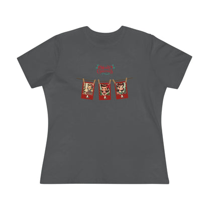 Merry Christmas - Photo Banner - Brunette Girls - Women's Softstyle Tee - Whippie's