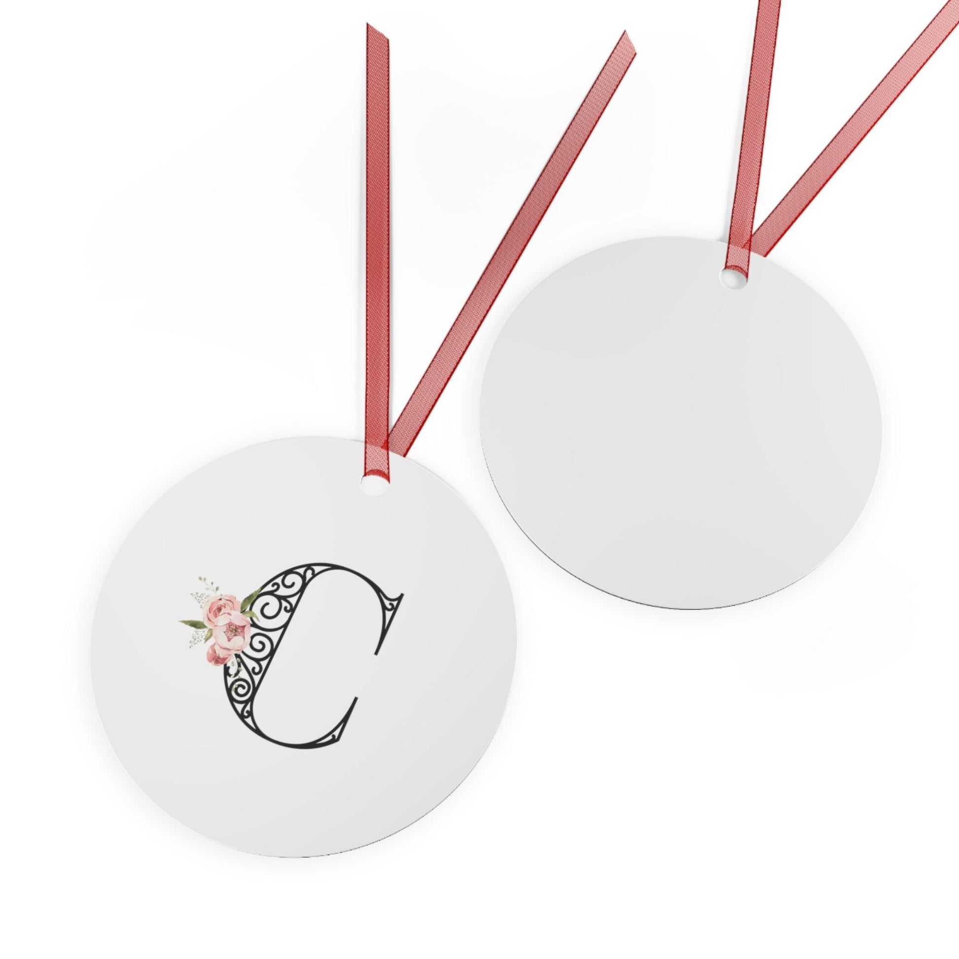 Floral Letters: Letter C - Metal Christmas Ornament - Whippie's