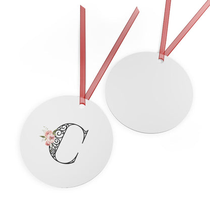 Floral Letters: Letter C - Metal Christmas Ornament - Whippie's