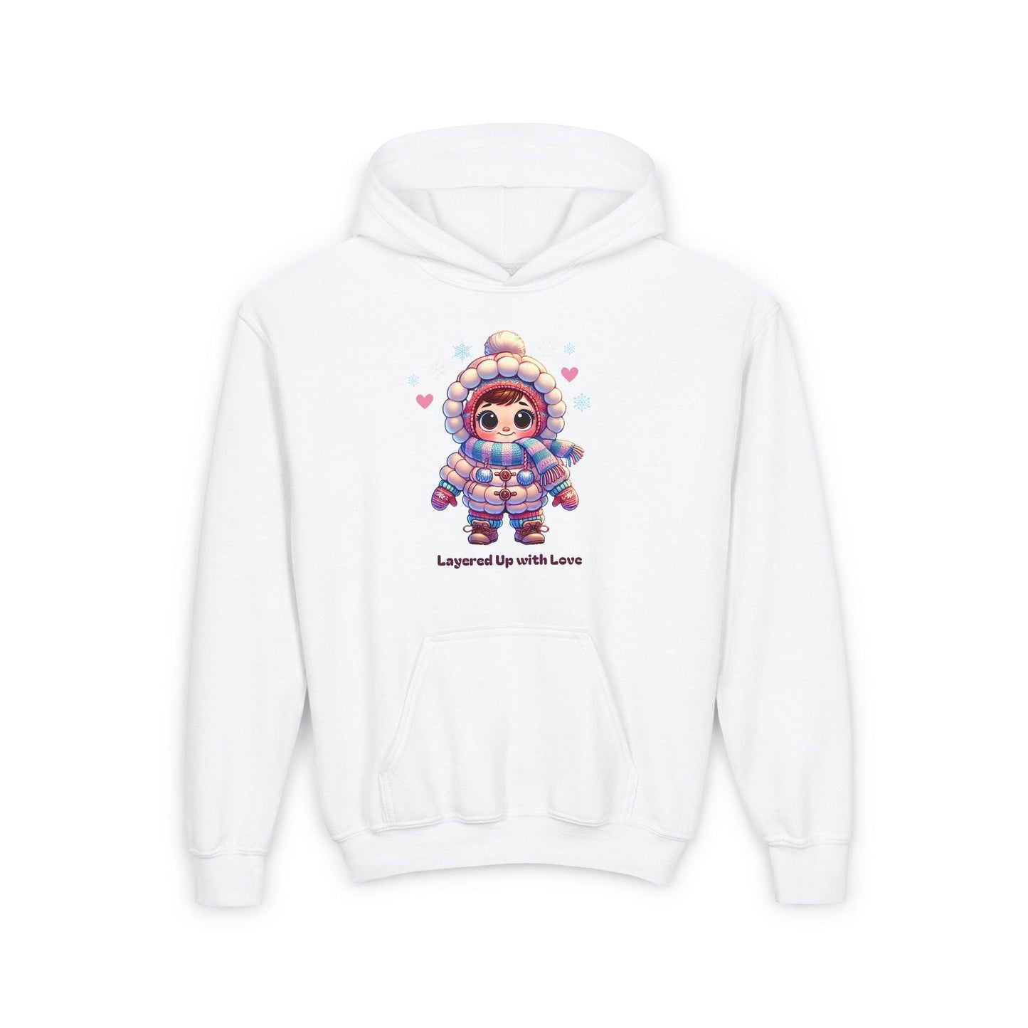 Layered Up with Love (girl) - Cozy Comfort for Kids! ❄️💖 Youth Heavy Blend Hooded Sweatshirt - Whippie's