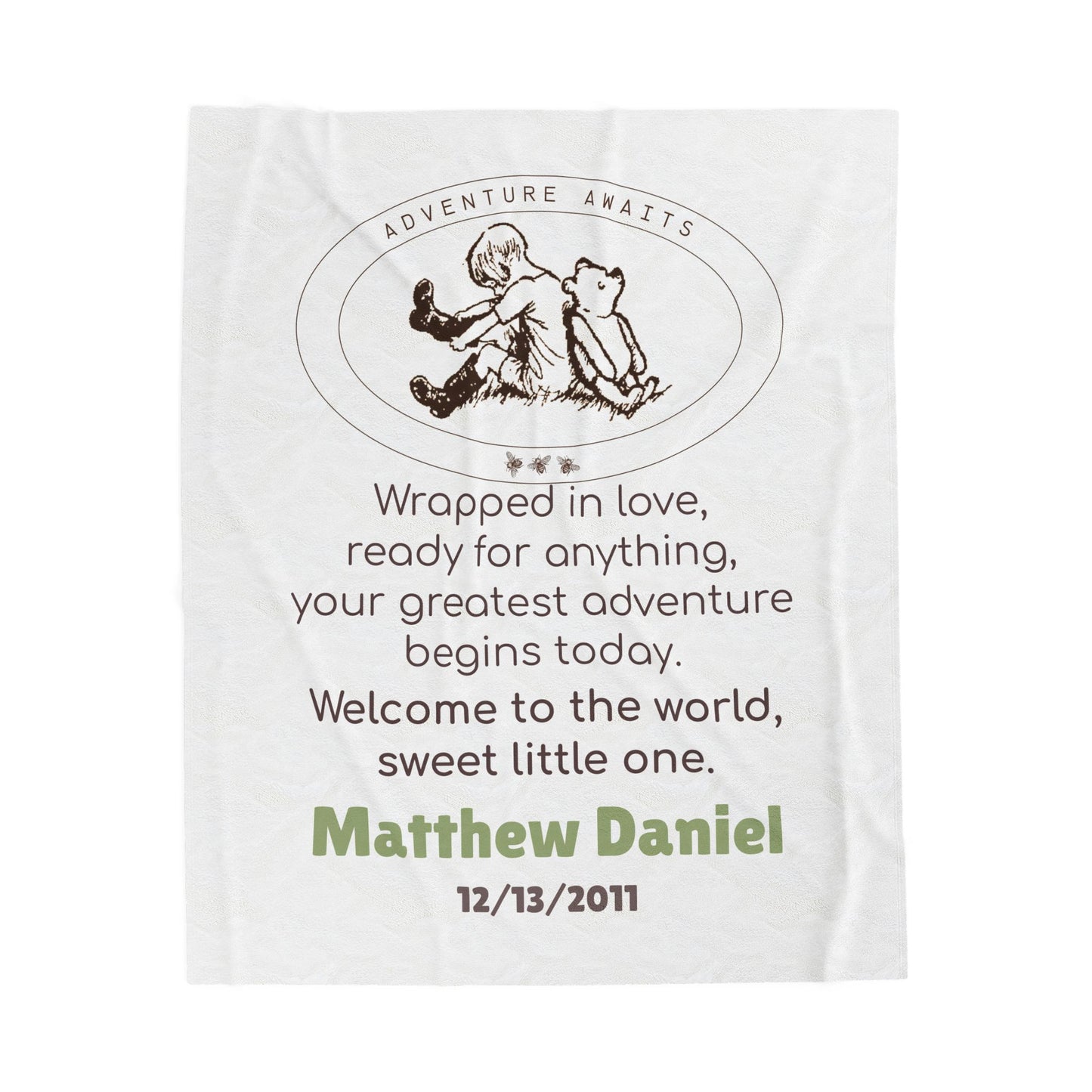 Classic Pooh Blanket | Personalized Adventure Awaits Velveteen Blanket