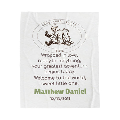 Classic Pooh Blanket | Personalized Adventure Awaits Velveteen Blanket