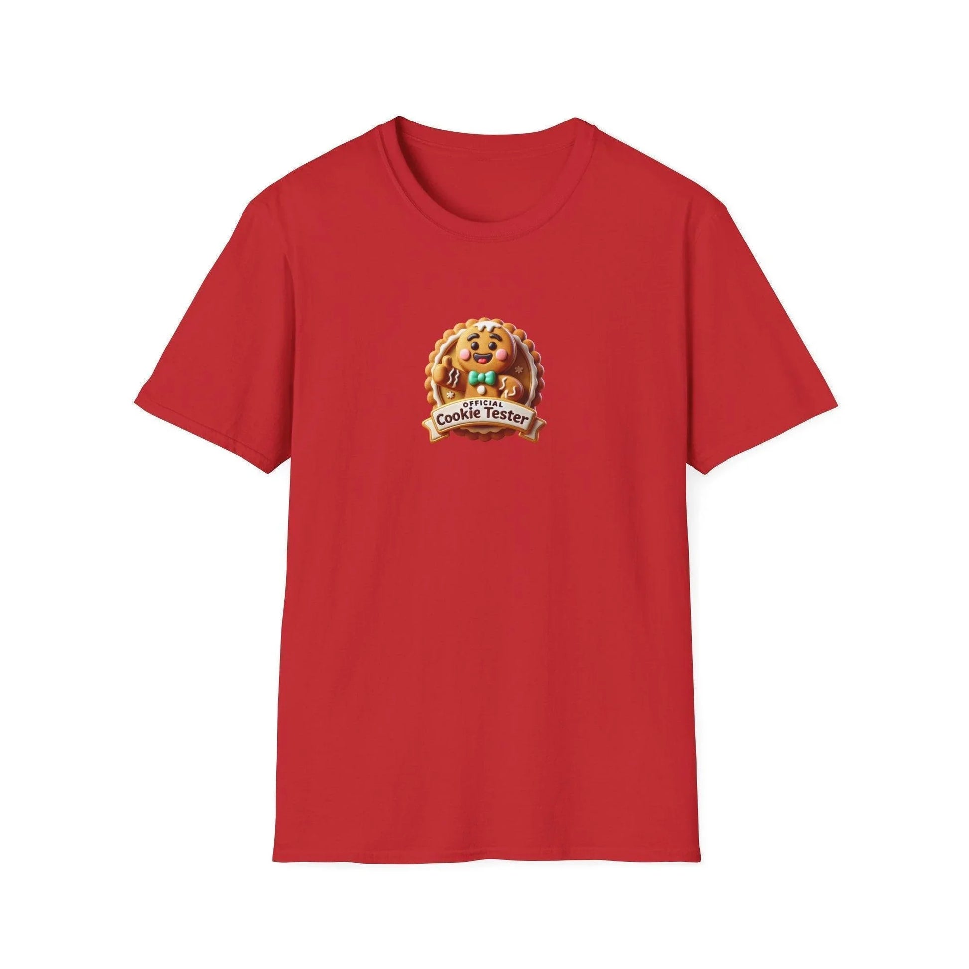 Official Cookie Tester 🍪 – Fun Gingerbread Design with Peeking Gingerbread Man - Unisex Softstyle Tee - Whippie's