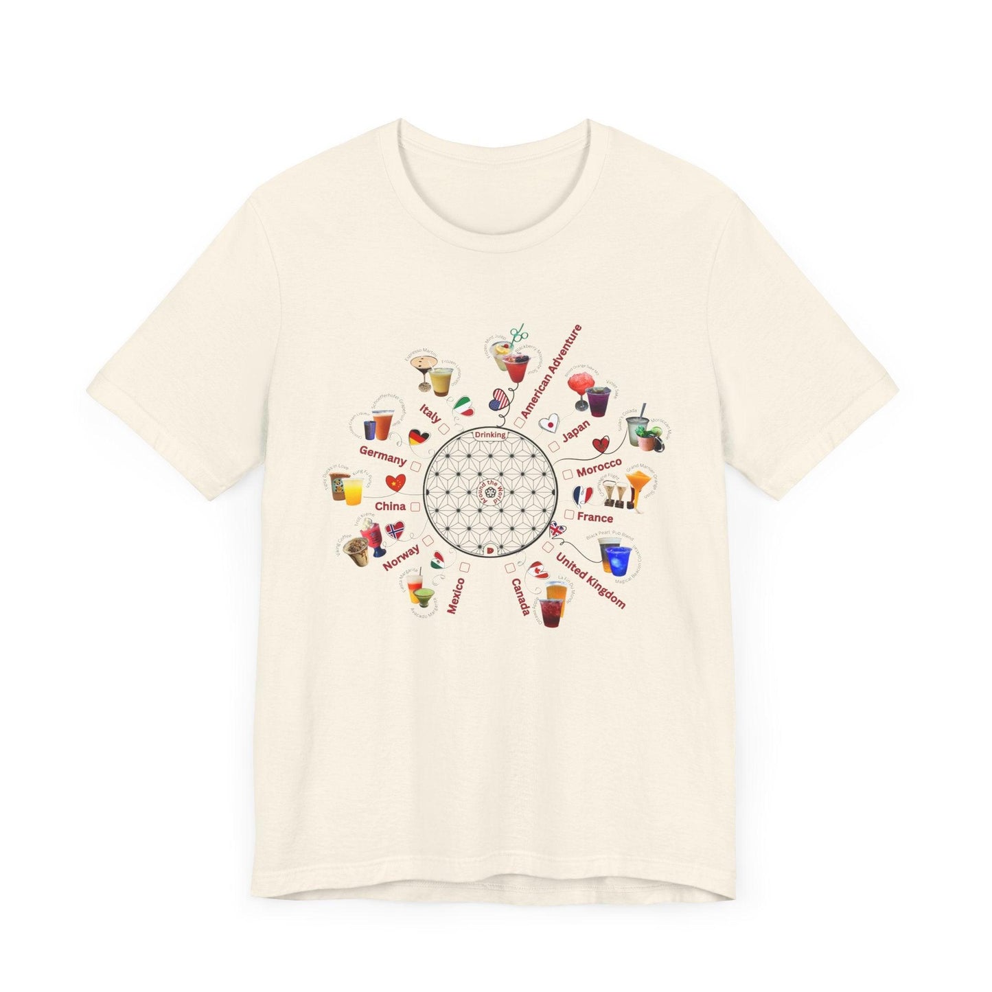 Drinking Around the World Check-Off Unisex Tee - Whippie's